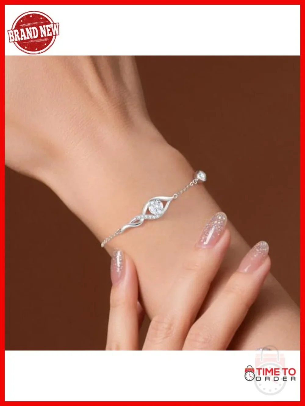 1CT Moissanite Infinity Bracelet with Adjustable Chain, Hypoallergenic
